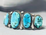 Astounding Vintage Native American Navajo Morenci Turquoise Sterling Silver Bracelet-Nativo Arts
