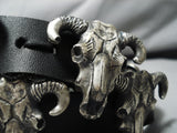 Heavy!! Cow Skull Hand Wrought Sterling Silver Concho Belt-Nativo Arts