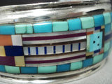 One Of The Most Detailed Vintage Native American Navajo Turquois Esterling Silver Bracelet-Nativo Arts