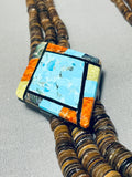 Native American One Of The Most Unique Santo Domingo Turquoise Inlay Necklace-Nativo Arts