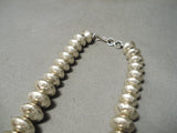 Hand Tooled Vintage Native American Navajo Sterling Silver Graduating Bead Necklace-Nativo Arts