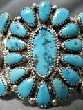 Incrredible Natural Turquoise Vintage Native American Navajo Sterling Silver Bracelet Cuff-Nativo Arts