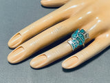 Charming Vintage Native American Zuni Turquoise Sterling Silver Owl Ring-Nativo Arts
