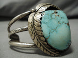 Native American Opulent Chunky Protruding Carico Lake Turquoise Sterling Silver Bracelet-Nativo Arts