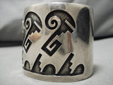 The Best Wide Vintage Native American Hopi Sidney Sekakuku Jr Sterling Silver Bracelet-Nativo Arts
