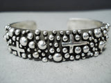 Cross Handmade Detailed Navajo Sterling Silver Bracelet Native American-Nativo Arts