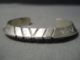 Thick And Sturdy!! Vintage Native American Navajo Triangle Sterling Silver Bracelet-Nativo Arts