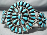 Dynamite Vintage Native American Navajo Blue Gem Turquoise Cluster Sterling Silver Bracelet-Nativo Arts
