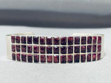 The Best Vintage Native American Navajo Purple Shell Inlay Sterling Silver Bracelet-Nativo Arts