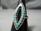 Amazing Vintage Zuni Native American Turquoise Sterling Silver Ring Old-Nativo Arts