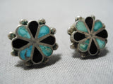 Marvelous Vintage Native American Zuni Royston Turquoise Sterling Silver Earrings Old-Nativo Arts