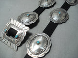 Very Old Vintage Native American Navajo Hand Tooled Sterling Silver Turquoise Concho Belt-Nativo Arts