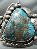 One Of Best Rare Turquoise Vintage Native American Navajo Sterling Silver Bracelet Old-Nativo Arts