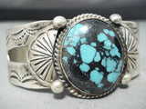 Intense Spiderweb Turquoise Vintage Native American Navajo Sterling Silver Bracelet-Nativo Arts