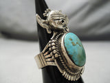 Detailed!! Vintage Native American Navajo Kachina Turquoise Sterling Silver Ring-Nativo Arts
