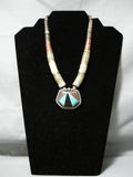 Native American Rare Authentic Vintage Santo Domingo Turquoise Heishi Sterling Silver Necklace-Nativo Arts