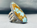 Mesmerizing San Felipe Signed 8 Turquoise Huge Sterling Silver Ring-Nativo Arts