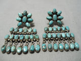 One Of Best Vintage Native American Navajo Turquoise Zuni Chandelier Sterling Silver Earrings-Nativo Arts