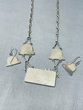 Native American Zuni Pueblo Hogan Village Vintage Sterling Silver Turquoise Necklace Set-Nativo Arts