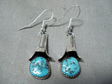 Fantastic Navajo Turquoise Sterling Silver Earrings Native American-Nativo Arts