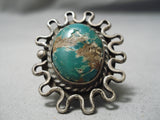 Museum Vintage Native American Navajo Royston Turquoise Sterling Silver Wave Ring Old-Nativo Arts