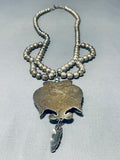 Native American Colossal Vintage Navajo Carico Lake Turquoise Sterling Silver Necklace Old-Nativo Arts