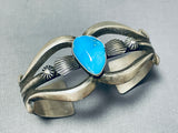 Superb Vintage Native American Navajo Candelaria Turquoise Sterling Silver Cast Bracelet-Nativo Arts