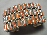Important Navajo Sterling Silver Native American Coral Bracelet Cuff-Nativo Arts