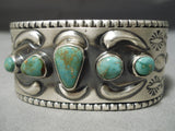 Heavy Jeff James Native American Navajo Royston Turquoise Sterling Silver Bracelet-Nativo Arts