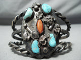 Heavy Thick Coiled Vintage Native American Navajo Carico Lake Turquoise Sterling Silver Bracelet-Nativo Arts