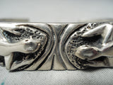 Detailed Heavy Vintage Native American Navajo Lizard Sterling Silver Bracelet-Nativo Arts