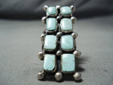 Superb San Felipe 8 Turquoise Squares Sterling Silver Ring Native American-Nativo Arts