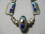 Opulent Vintage Native American Navajo Yazzie Turquoise Sterling Silver Necklace Old-Nativo Arts