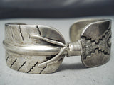 Striking Vintage Hopi Sterling Silver Feather Bracelet Native American-Nativo Arts