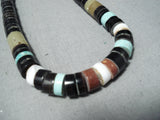 Native American Amazing Vintage Santo Domingo Serpentine Sterling Silver Necklace Old-Nativo Arts