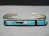 Thicker Vintage Native American Navajo Turquoise Opal Sterling Silver Bracelet Cuff-Nativo Arts