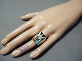 Best Important Vintage Native American Zuni Turquoise Inlay Sterling Silver Spinner Ring-Nativo Arts