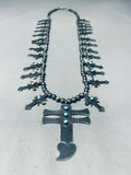 Important Federico Jimenez Vintage Sterling Silver Cross Turquoise Necklace-Nativo Arts