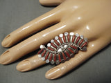 Phil Byjoe Navajo Coral Navajo Sterling Silver Native American Ring-Nativo Arts