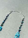 Magnificent Vintage Native American Navajo Kingman Turquoise Sterling Silver Necklace-Nativo Arts
