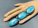 One Of The Heaviest Ever 50 Gram Vintage Native American Navajo Turquoise Sterling Silver Ring-Nativo Arts