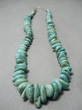 Native American Incredible Santo Domingo Green Turquoise Sterling Silver Necklace-Nativo Arts