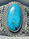 Rare Vintage Native American Navajo Blue Diamond Turquoise Sterling Silver Bracelet-Nativo Arts
