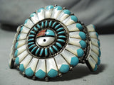One Of The Most Intricate Vintage Native American Zuni Turquoise Sterling Silver Bracelet-Nativo Arts