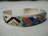 Important Vintage Native American Navajo Earl Plummer Turquoise Inlay Sterling Silver Bracelet-Nativo Arts