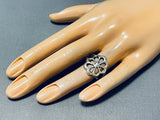 Impressive Vintage Native American Navajo Handcarved Sterling Silver Floral Ring-Nativo Arts