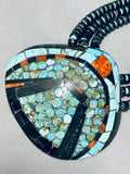 Native American One Of The Biggest Best Vintage Santo Domingo Turquoise Inlay Necklace-Nativo Arts