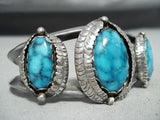 Intense Turquoise Vintage Native American Navajo Sterling Silver Bracelet Old-Nativo Arts