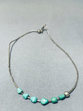 Fabulous Vintage Native American Navajo 6 Green Turquoise Sterling Silver Necklace-Nativo Arts