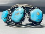 Flowers Of Turquoise Chunk Vintage Native American Navajo Sterling Silver Bracelet-Nativo Arts